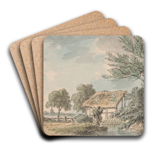 Landscape near Watford, Herfordshire by Anthony Devis Art Drink Coaster set Landscape near Watford, Herfordshire by Anthony Devis Art Drink Coaster set