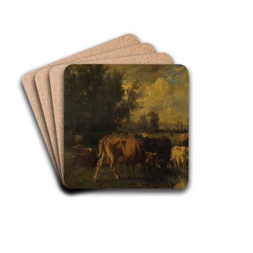 Cattle in a field by mile van Marcke Drink Coasters - set of 4