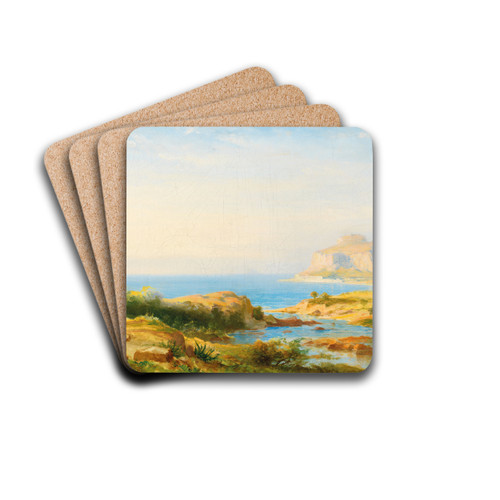 Seelandschaft Cefal, Sicily by Carl Morgenstern Drink Coasters - set of 4