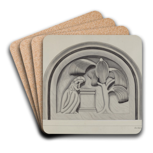 Carving for a Tombstone by Gordena Jackson Art Drink Coaster set