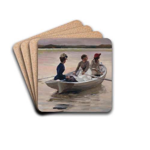 Girls in a Rowing Boat (Summer in the Archipelago) by Albert Edelfelt Drink Coasters - set of 4 Girls in a Rowing Boat (Summer in the Archipelago) by Albert Edelfelt Drink Coasters - set of 4