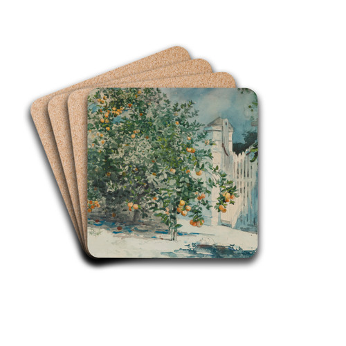 Orange Trees And Gate by Winslow Homer Drink Coasters - set of 4 Orange Trees And Gate by Winslow Homer Drink Coasters - set of 4