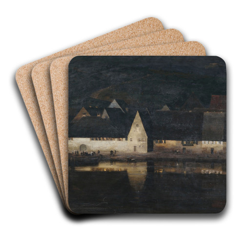 Abenddmmerung (Marktbreit am Main) by Paul Wilhelm Keller-Reutlingen Art Drink Coaster set Abenddmmerung (Marktbreit am Main) by Paul Wilhelm Keller-Reutlingen Art Drink Coaster set