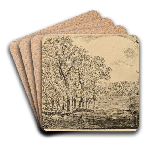 The Pool of the Poplars by James Ensor Art Drink Coaster set The Pool of the Poplars by James Ensor Art Drink Coaster set