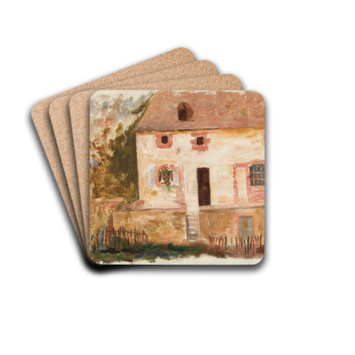 Dom ze sztachetami by Tadeusz Makowski Drink Coasters - set of 4