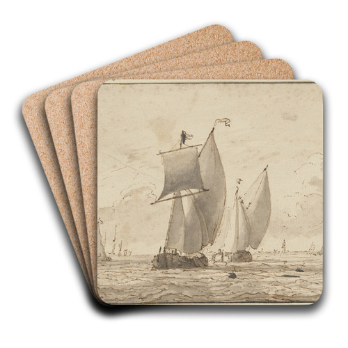 Leicht bewegte See mit vielen Schiffen by Ludolf Bakhuysen Art Drink Coaster set