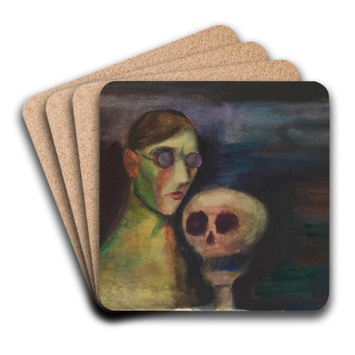 Selbstportrt mit dem Tod by Karl Wiener Art Drink Coaster set
