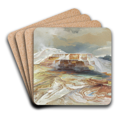 Hot Springs of Gardiner's River, Yellowstone by Thomas Moran Art Drink Coaster set