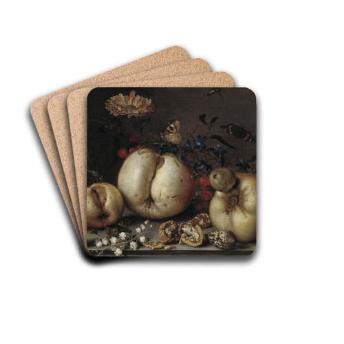 Still Life with Fruit and Shells by Balthasar van der Ast Drink Coasters - set of 4 Still Life with Fruit and Shells by Balthasar van der Ast Drink Coasters - set of 4