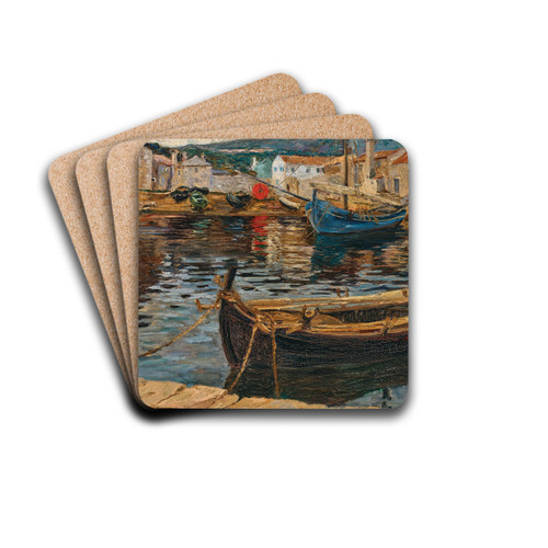 The Harbour of Kraljevica by Menci Clement Crni Drink Coasters - set of 4