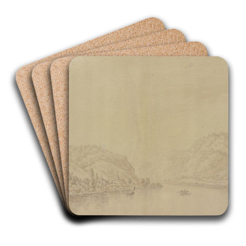 Rhine landscape by Herman Saftleven III Art Drink Coaster set