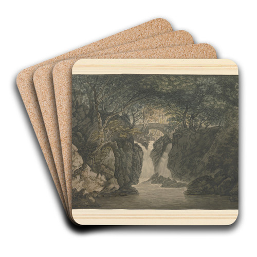 Lower waterfall Rydal by Joseph Farington Art Drink Coaster set