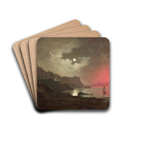 A view of Vesuvius from Posillipo, Naples by Joseph Wright of Derby Drink Coasters - set of 4 A view of Vesuvius from Posillipo, Naples by Joseph Wright of Derby Drink Coasters - set of 4