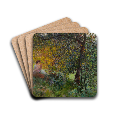Family Resting In A Park by Luis Graner i Arrufi Drink Coasters - set of 4