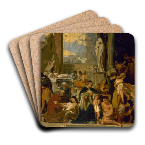 Les sept uvres de misricorde by Jean-Louis Bezard Art Drink Coaster set