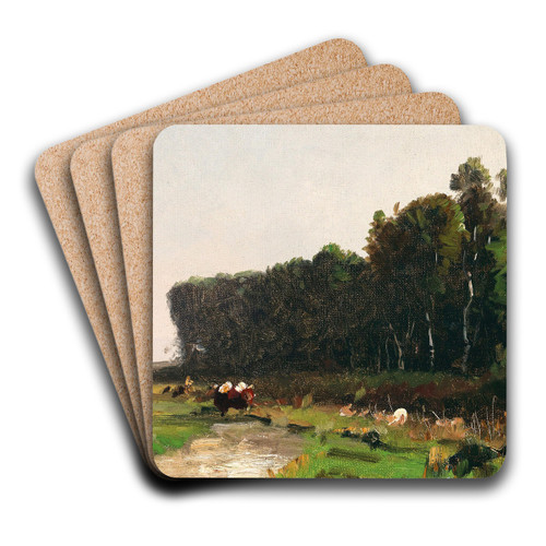 An Autumnal Landscape by Ludwig Willroider Art Drink Coaster set