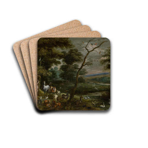 Adam and Eve in Paradise by Jan Brueghel The Elder Drink Coasters - set of 4