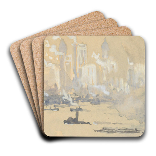 Tugs by Joseph Pennell Art Drink Coaster set