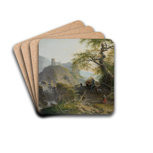 Mountainous Landscape near Dsseldorf by Gerard van Nijmegen Drink Coasters - set of 4