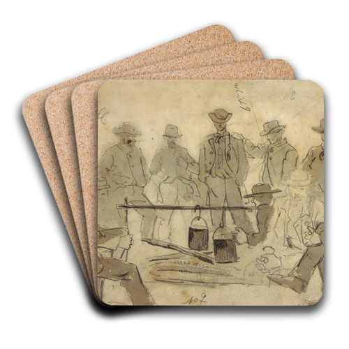 Campfire with Soldiers by Winslow Homer Art Drink Coaster set