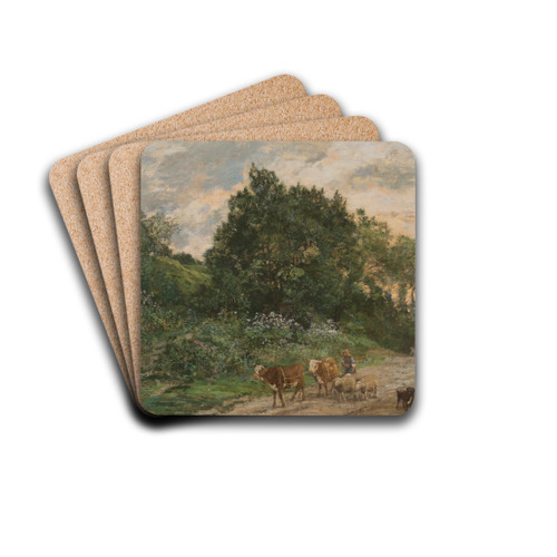 La rentre du troupeau by Eugne Boudin Drink Coasters - set of 4 La rentre du troupeau by Eugne Boudin Drink Coasters - set of 4