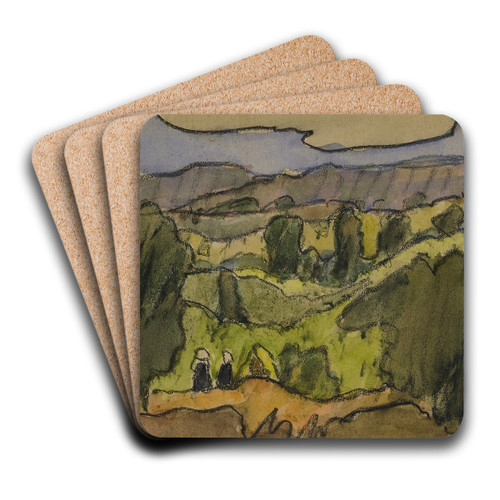 Paysage aux alentours de Pont Aven by Emile Bernard Art Drink Coaster set Paysage aux alentours de Pont Aven by Emile Bernard Art Drink Coaster set