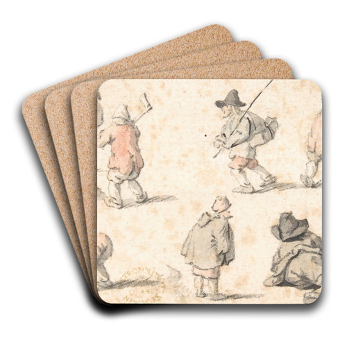 Studies of Peasants by Herman Saftleven Art Drink Coaster set