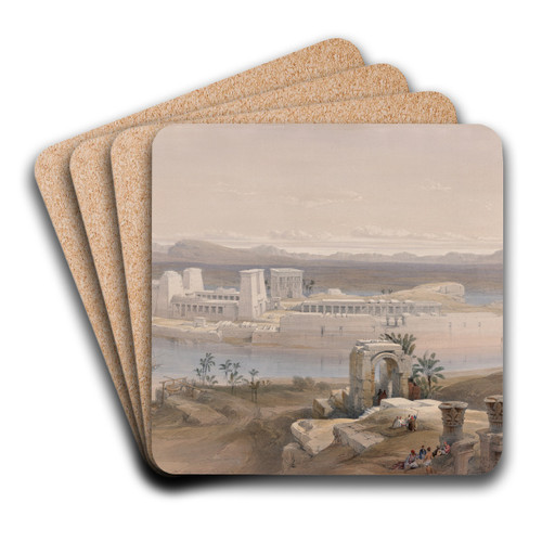 General view of the Island of Phil, Nubia. Nov. 18th, 1838. by David Roberts Art Drink Coaster set
