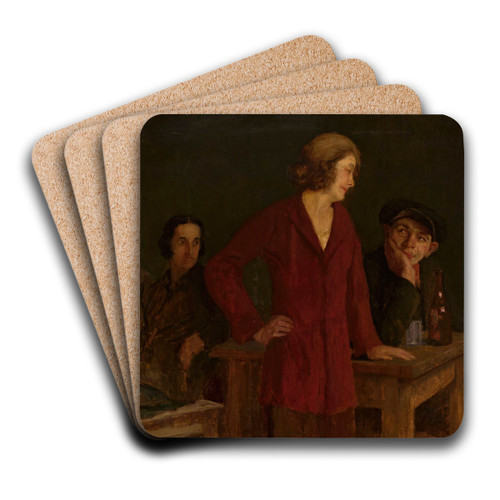 In a Tavern by Stanisaw Lentz Art Drink Coaster set