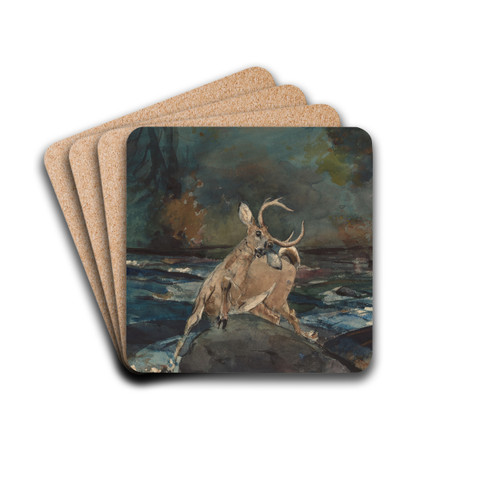 A Good Shot, Adirondacks by Winslow Homer Drink Coasters - set of 4 A Good Shot, Adirondacks by Winslow Homer Drink Coasters - set of 4