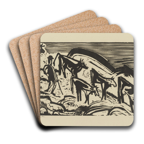 Hirt mit fnf absteigenden Khen by Ernst Ludwig Kirchner Art Drink Coaster set