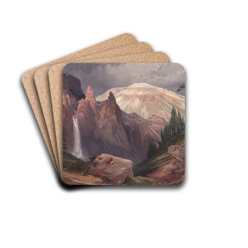 Tower Falls and Sulphur Mountain, Yellowstone by Thomas Moran Drink Coasters - set of 4