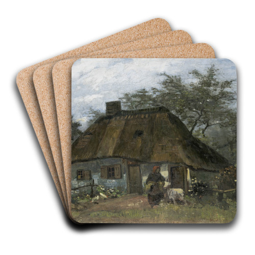 Farmhouse in Nuenen by Vincent van Gogh Art Drink Coaster set Farmhouse in Nuenen by Vincent van Gogh Art Drink Coaster set