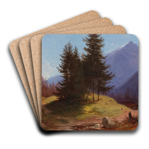 Landscape with Group of Trees and Woodcutters by Franz Steinfeld Art Drink Coaster set