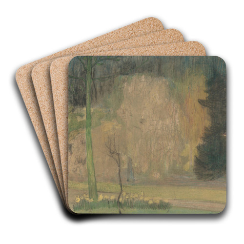 Gezicht in een tuin of park by Theo van Hoytema Art Drink Coaster set
