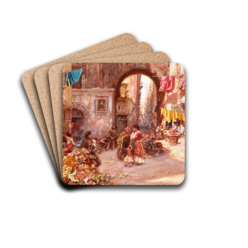 At the Market by Vincenzo Migliaro Drink Coasters - set of 4 At the Market by Vincenzo Migliaro Drink Coasters - set of 4
