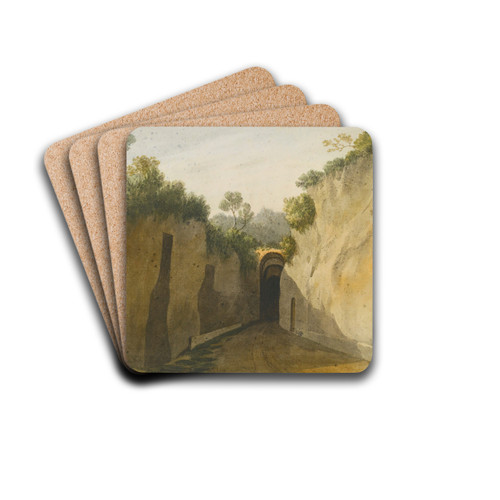 Entrance To The Grotto Of Posillipo, Naples by John Warwick Smith Drink Coasters - set of 4 Entrance To The Grotto Of Posillipo, Naples by John Warwick Smith Drink Coasters - set of 4