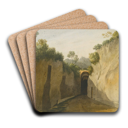 Entrance To The Grotto Of Posillipo, Naples by John Warwick Smith Art Drink Coaster set Entrance To The Grotto Of Posillipo, Naples by John Warwick Smith Art Drink Coaster set