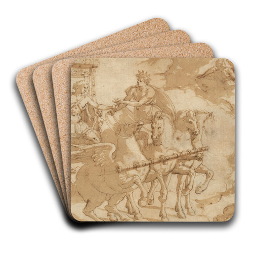 Phaeton receiving the chariot from Apollo by Prospero Fontana Art Drink Coaster set