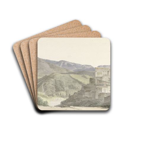 Italiaans landschap bij Subiaco by Josephus Augustus Knip Drink Coasters - set of 4 Italiaans landschap bij Subiaco by Josephus Augustus Knip Drink Coasters - set of 4