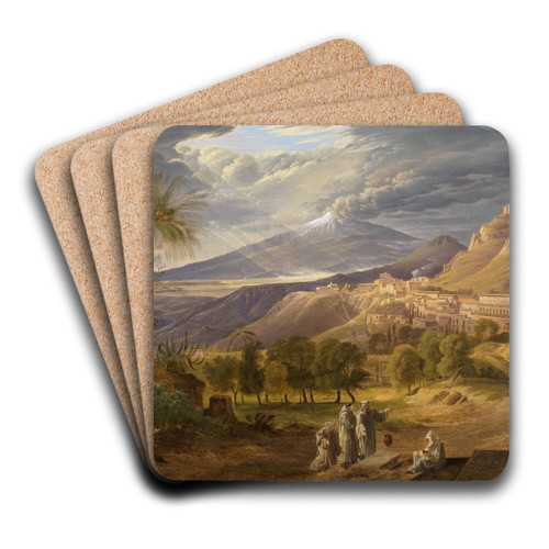 Ansicht von Taormina mit Aetna by Carl Ludwig Frommel Art Drink Coaster set