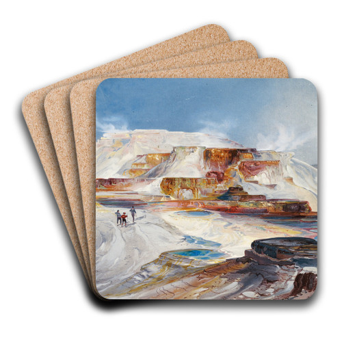 Hot Springs of Gardiner's River, Yellowstone by Thomas Moran Art Drink Coaster set