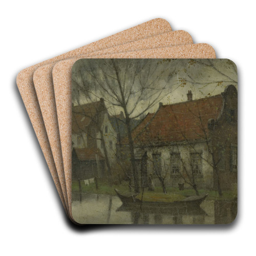 View in a Village by Eduard Karsen Art Drink Coaster set View in a Village by Eduard Karsen Art Drink Coaster set