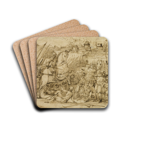 Battle Scene by Antonio Maria Viani Drink Coasters - set of 4