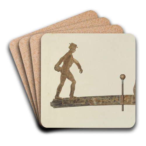 Bowling Weather Vane by Hazel Hyde Art Drink Coaster set