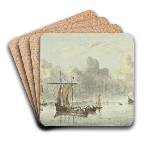 Boten in stil water by Jean Bernard Art Drink Coaster set