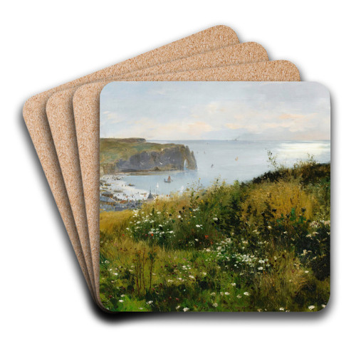 View Of Etretat by Gaston Roullet Art Drink Coaster set