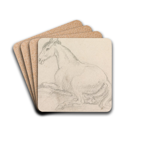 A Horse Lying Down by James Seymour Drink Coasters - set of 4 A Horse Lying Down by James Seymour Drink Coasters - set of 4