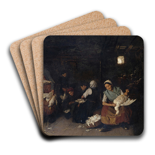 Women Plucking Geese by Max Liebermann Art Drink Coaster set