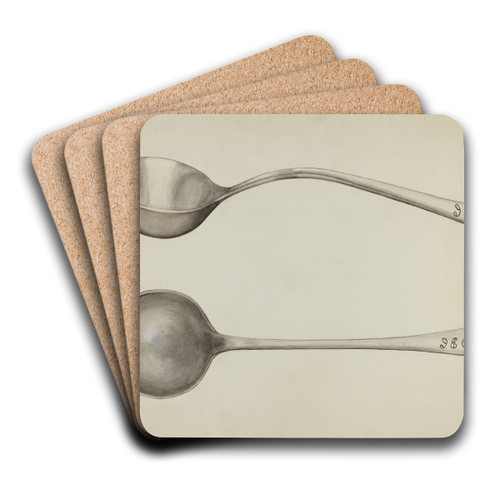 Silver Soup Ladle by John R. Towers Art Drink Coaster set